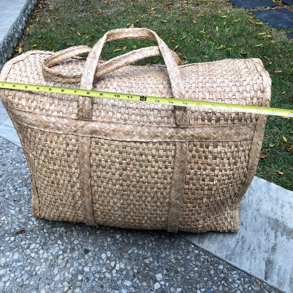 BOHO EMBROIDERED MEXICAN STAW TOTE BAG / Weekend/Picnic/Beach/Travel Bag - Picture 4 of 16